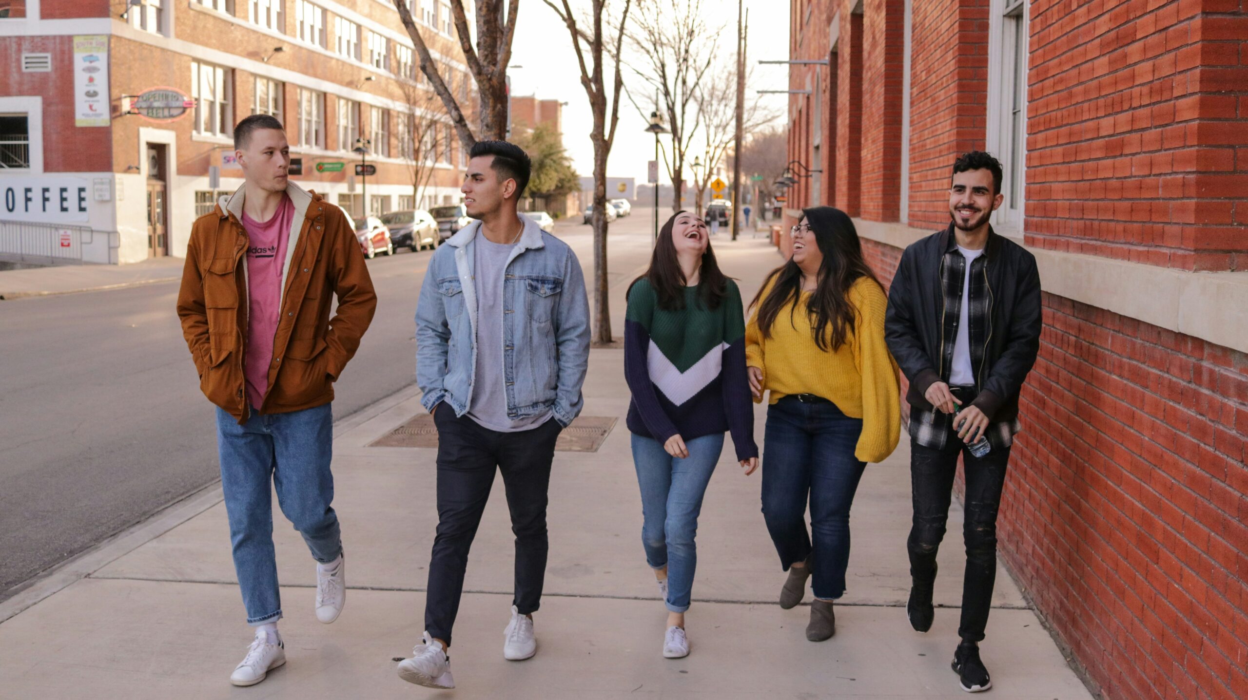 teens walking down the street